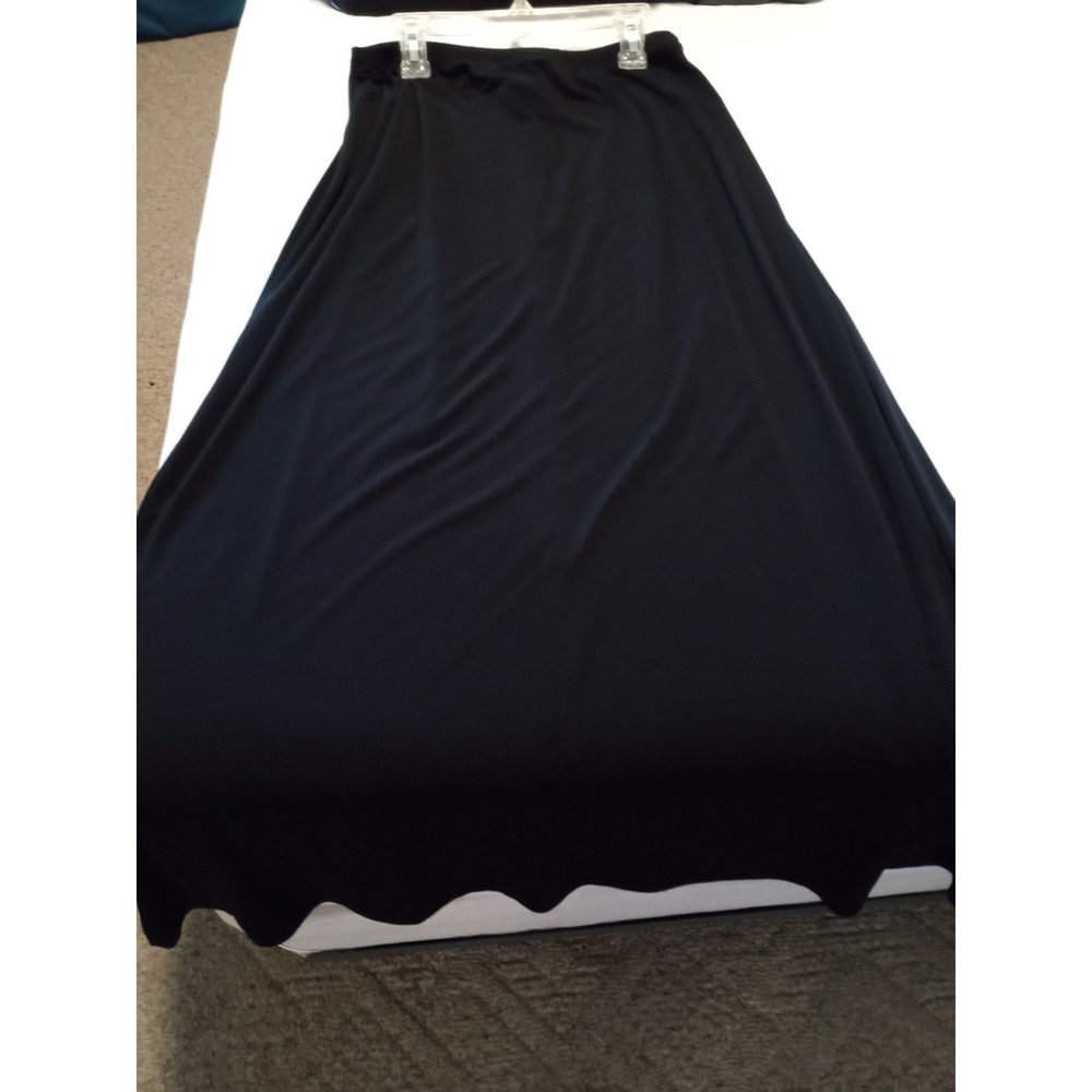 Chadwicks Womens Black Maxi Skirt Size 12 Elastic Waist Stretch 23-2928-2
